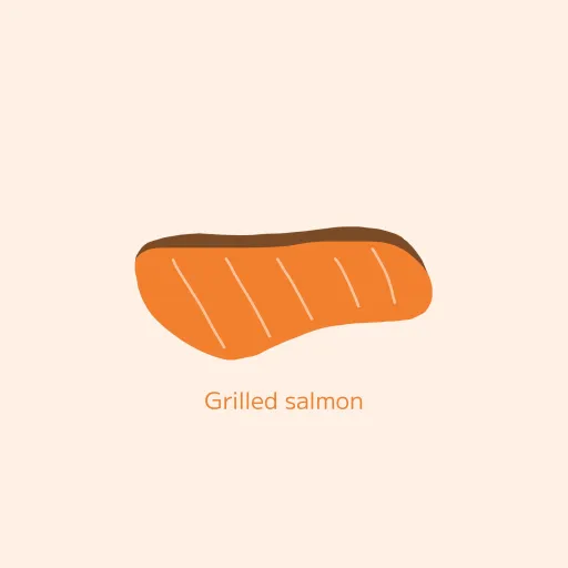 デフォルメされた焼き鮭が中央に描かれたアイコン
